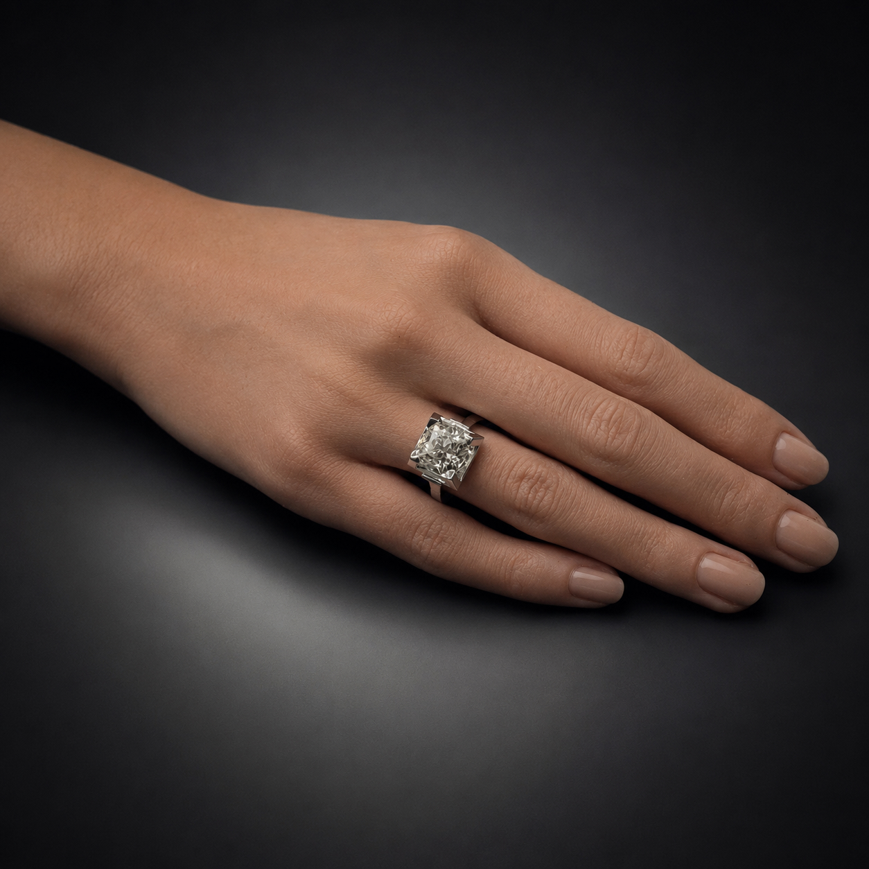 Bague diamant taille ancienne 3,63 carats (certificat HRD) Art déco-3