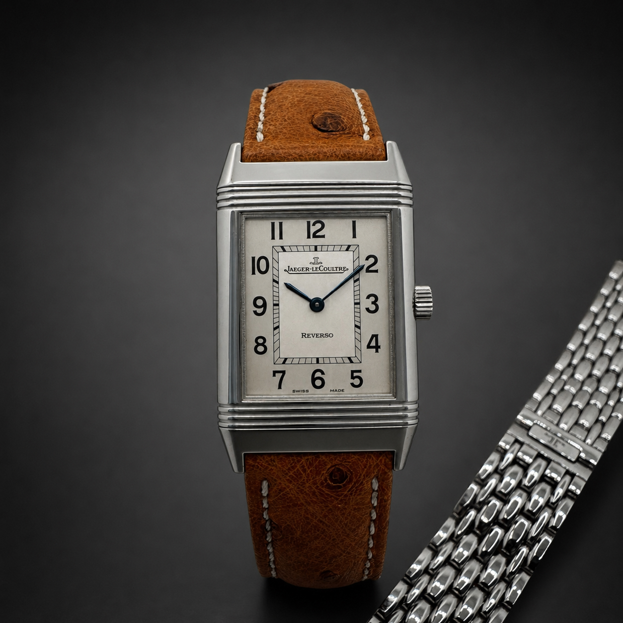 Montre Jaeger-LeCoultre Reverso classique, bracelet complémentaire en acier et écrin-1